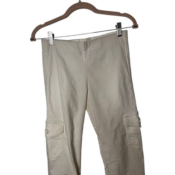 Elliot Lauren White Cargo Pull On Cropped Pants Size 2 Classic Minimalist - Picture 3 of 12